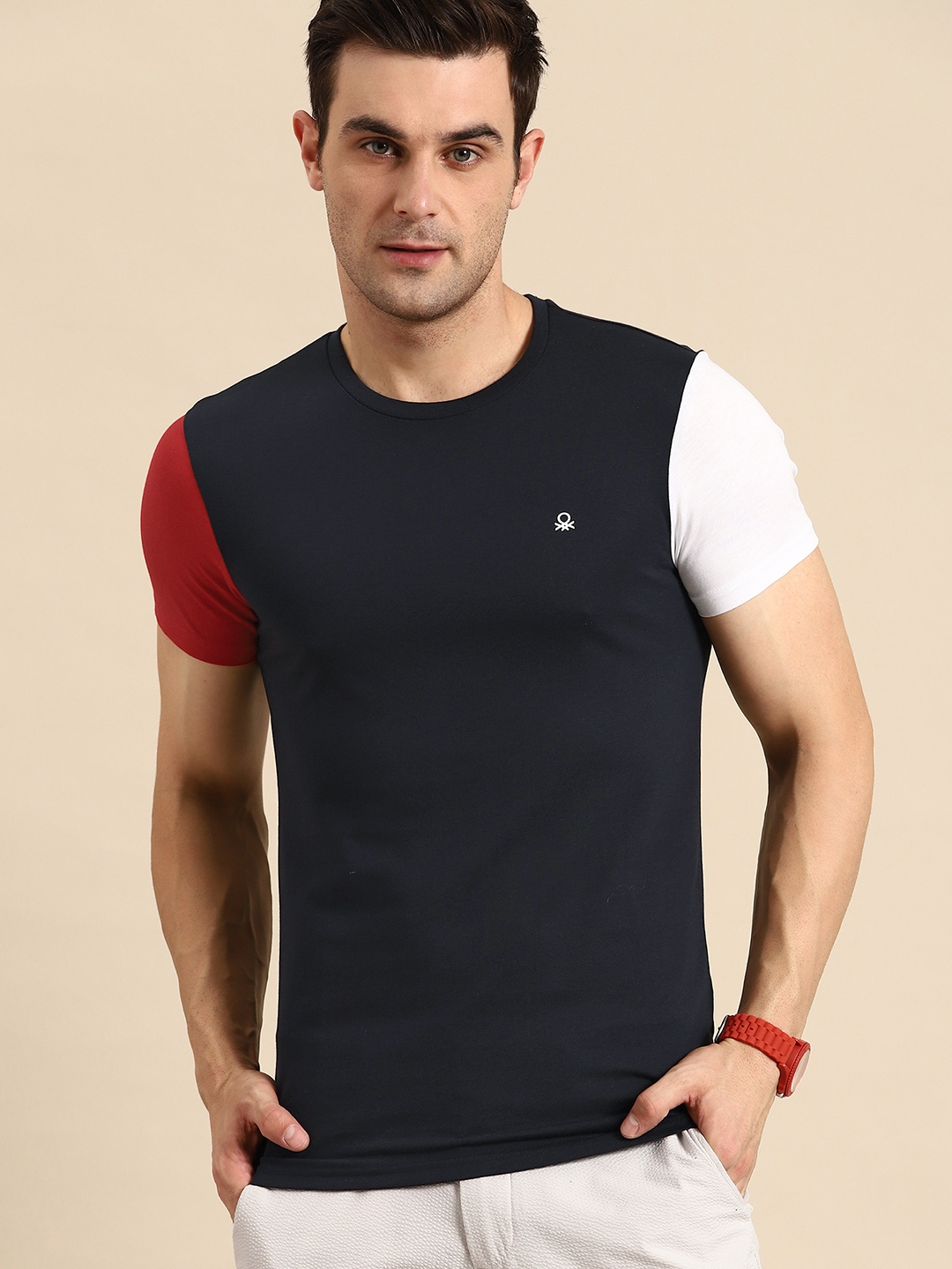 

United Colors of Benetton Solid T-shirt, Navy blue