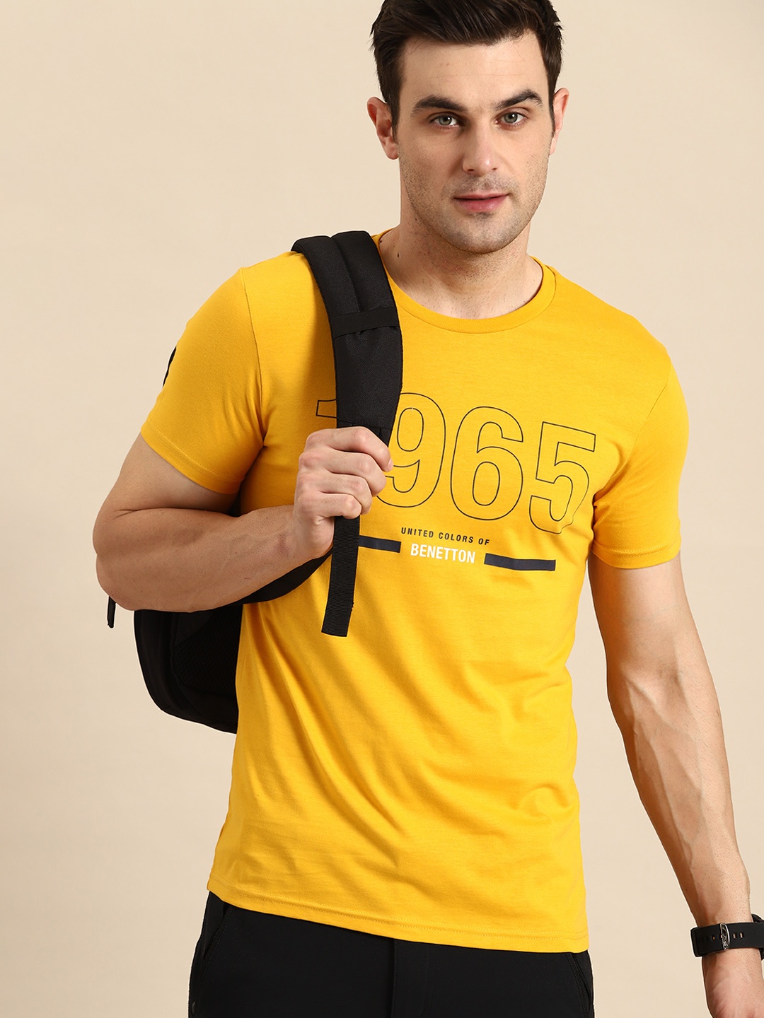 

United Colors of Benetton Printed Pure Cotton T-shirt, Yellow