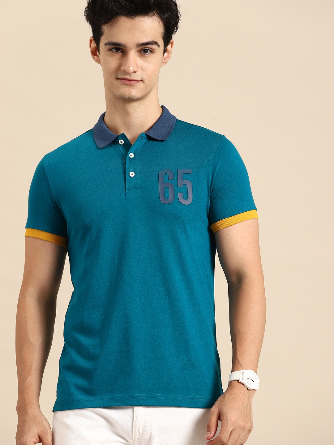 

United Colors of Benetton Polo Collar Applique T-shirt, Teal