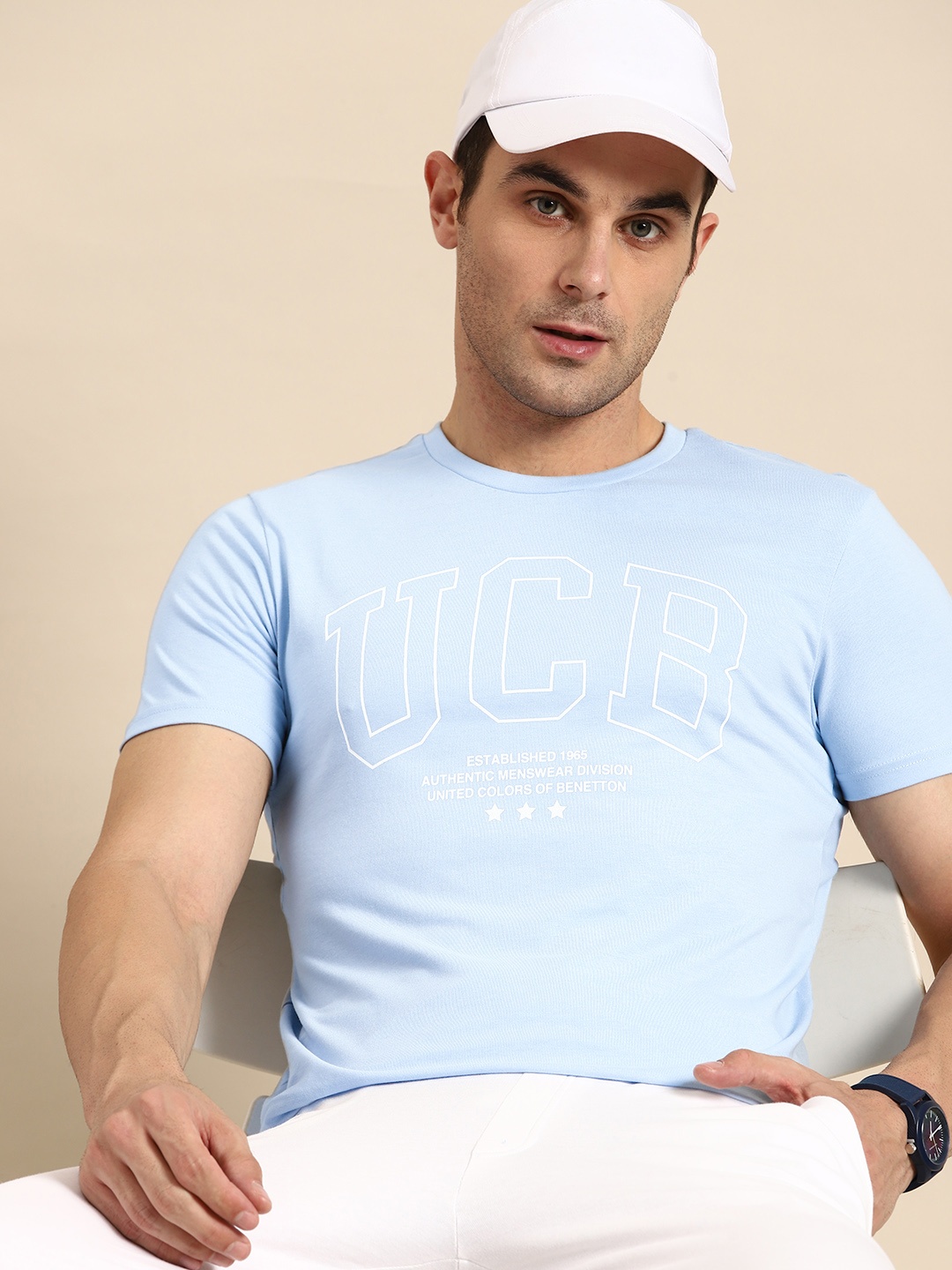 

United Colors of Benetton Brand Logo Printed T-shirt, Blue