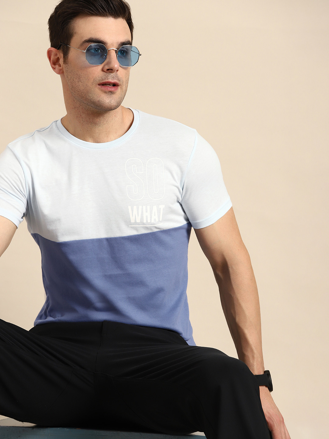 

United Colors of Benetton Colourblocked T-shirt, Blue