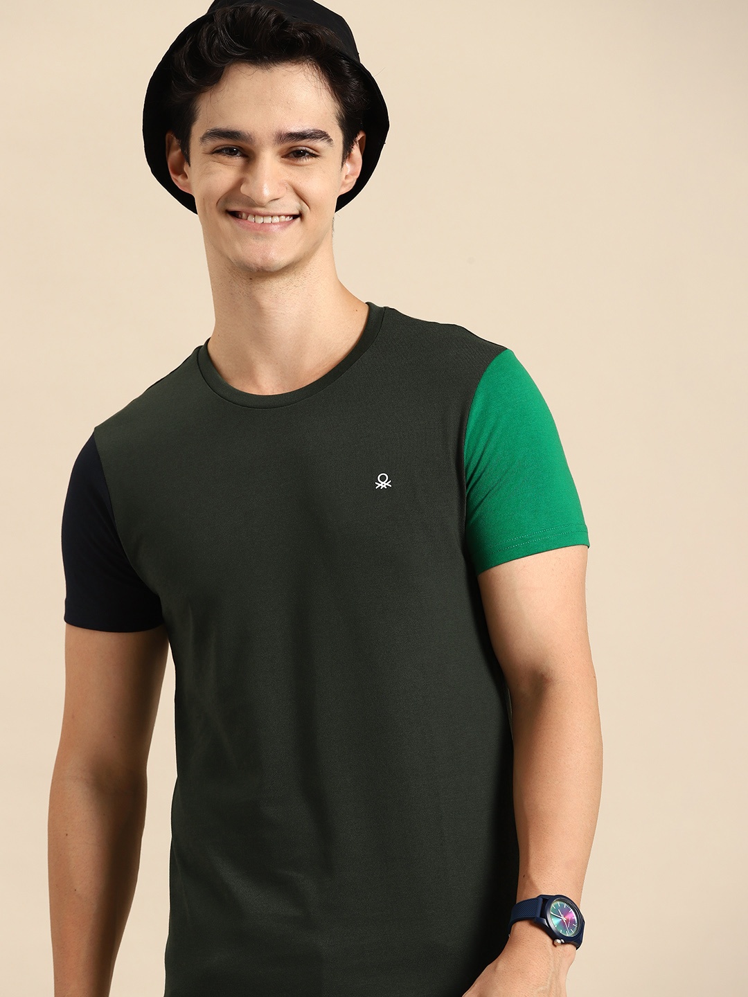 

United Colors of Benetton Contrast Sleeves T-shirt, Olive