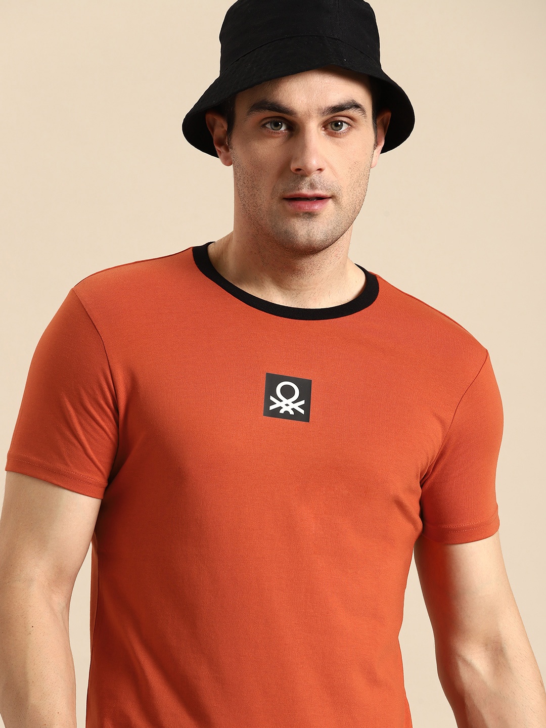 

United Colors of Benetton Brand Logo Printed T-shirt, Rust