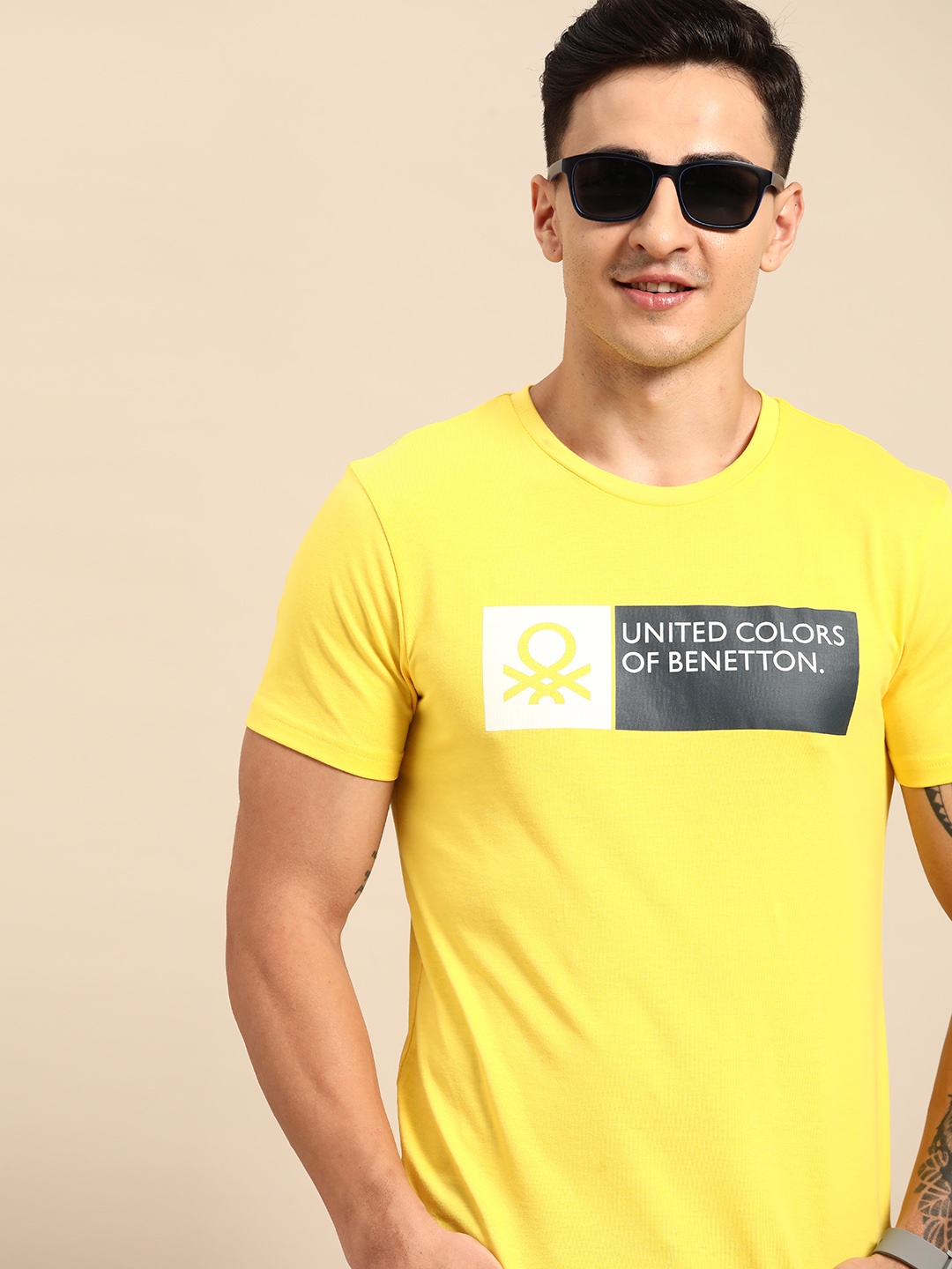 

United Colors of Benetton Brand Logo Printed T-shirt, Yellow