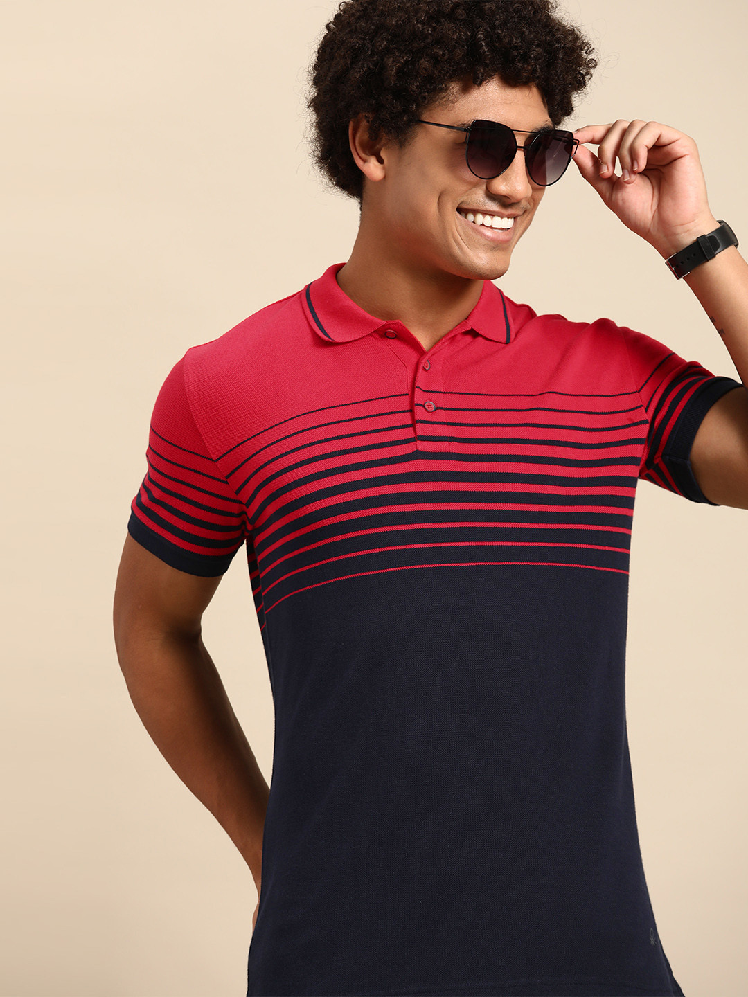 

United Colors of Benetton Striped Polo Collar T-shirt, Red