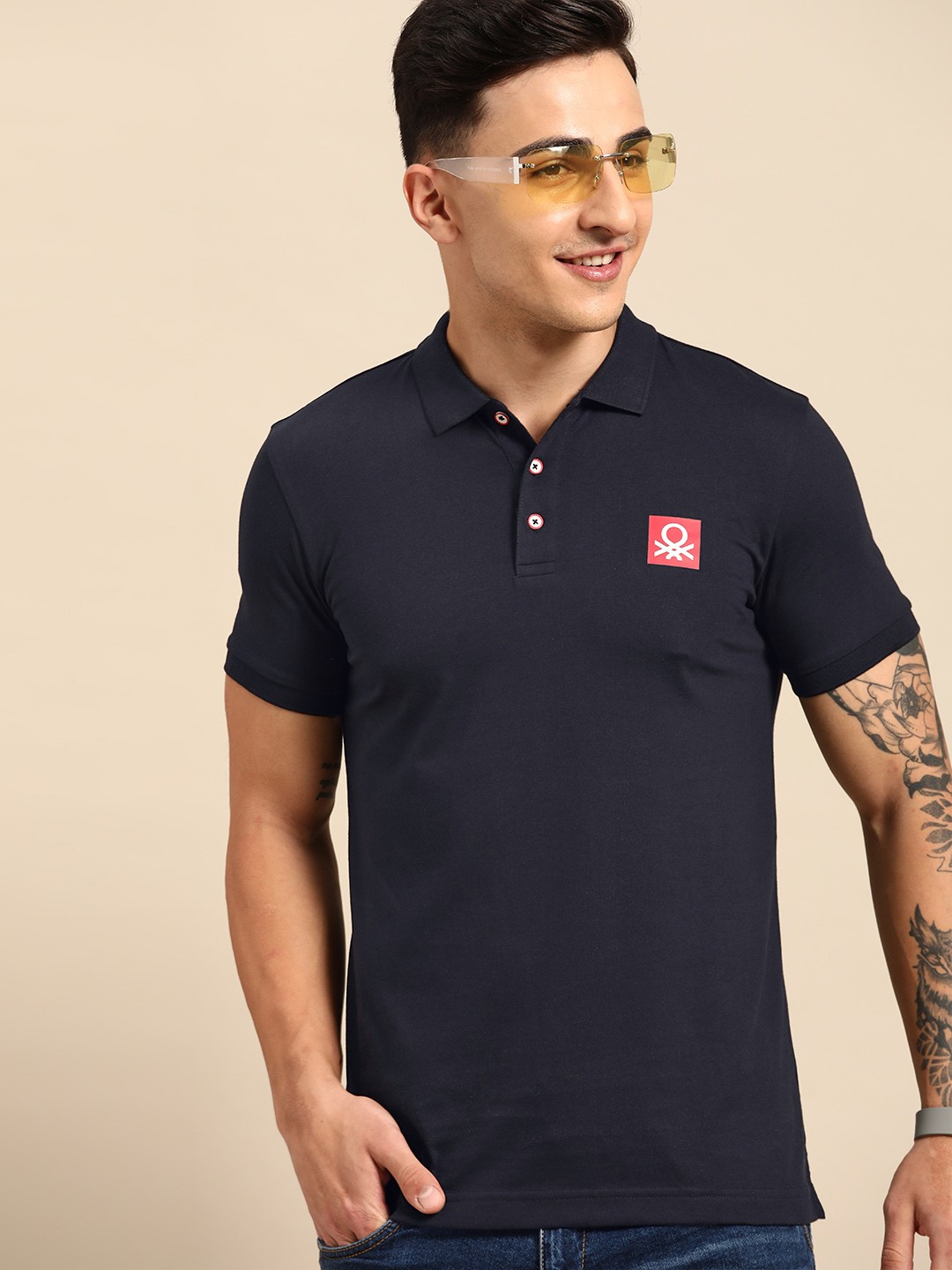 

United Colors of Benetton Polo Collar T-shirt, Navy blue