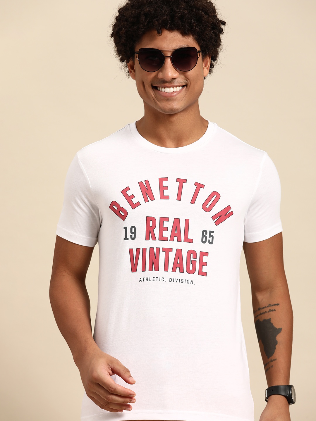 

United Colors of Benetton Brand Logo Printed T-shirt, White