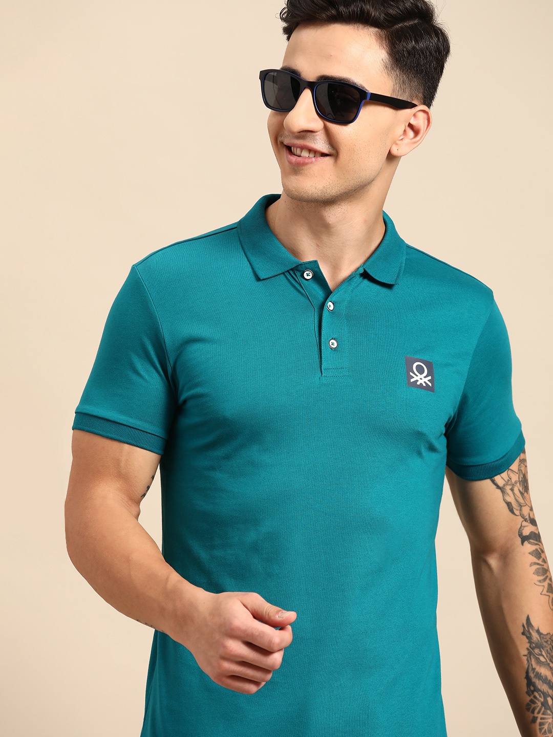 United Colors of Benetton Polo Collar T-shirt, Teal