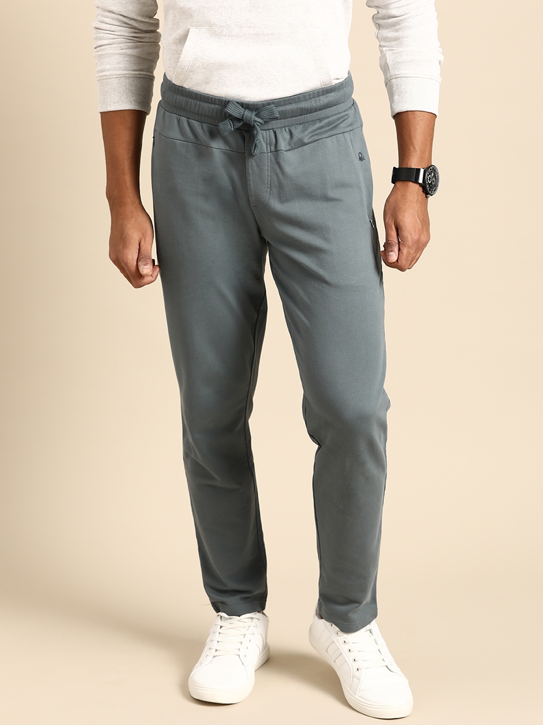 

United Colors of Benetton Men Pure Cotton Track Pants, Blue