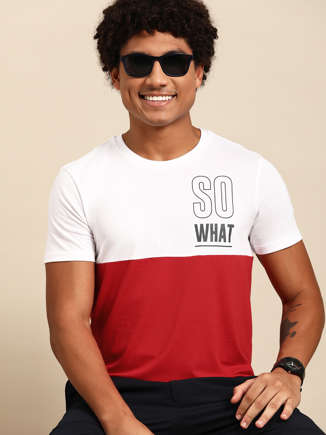 

United Colors of Benetton Men Colourblocked T-shirt, White