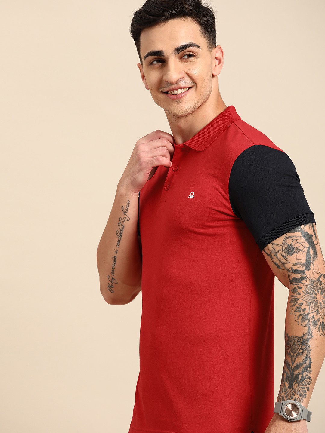 

United Colors of Benetton Men Polo Collar T-shirt, Red