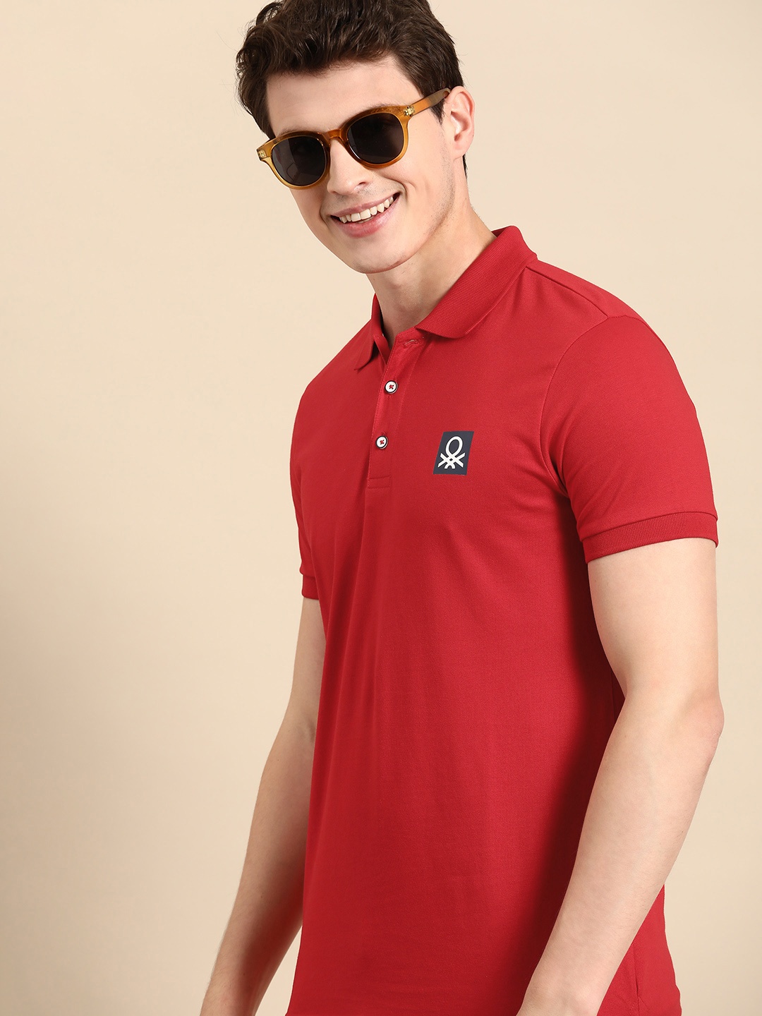 

United Colors of Benetton Men Polo Collar T-shirt, Red