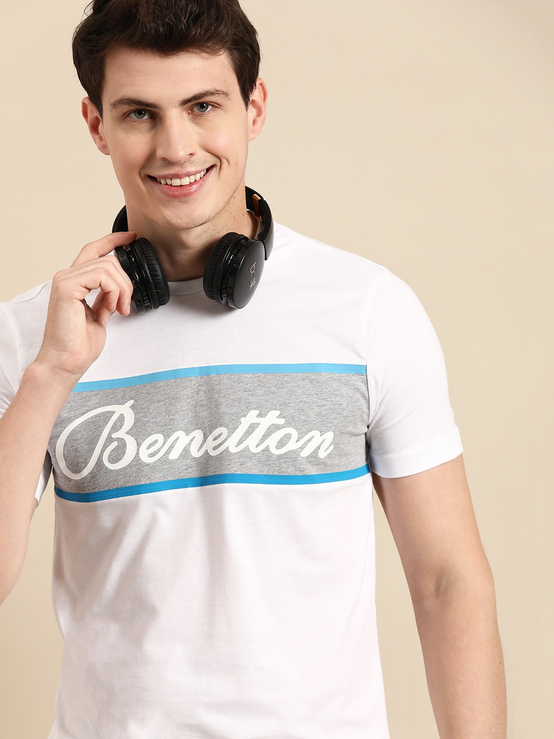 

United Colors of Benetton Brand Logo Printed T-shirt, White