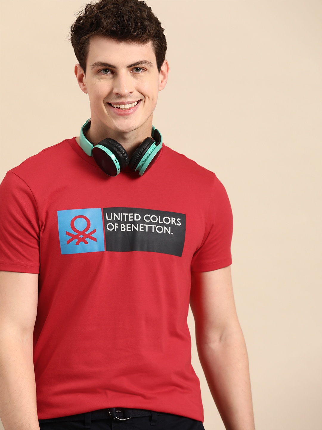 

United Colors of Benetton Brand Logo Print T-shirt, Red