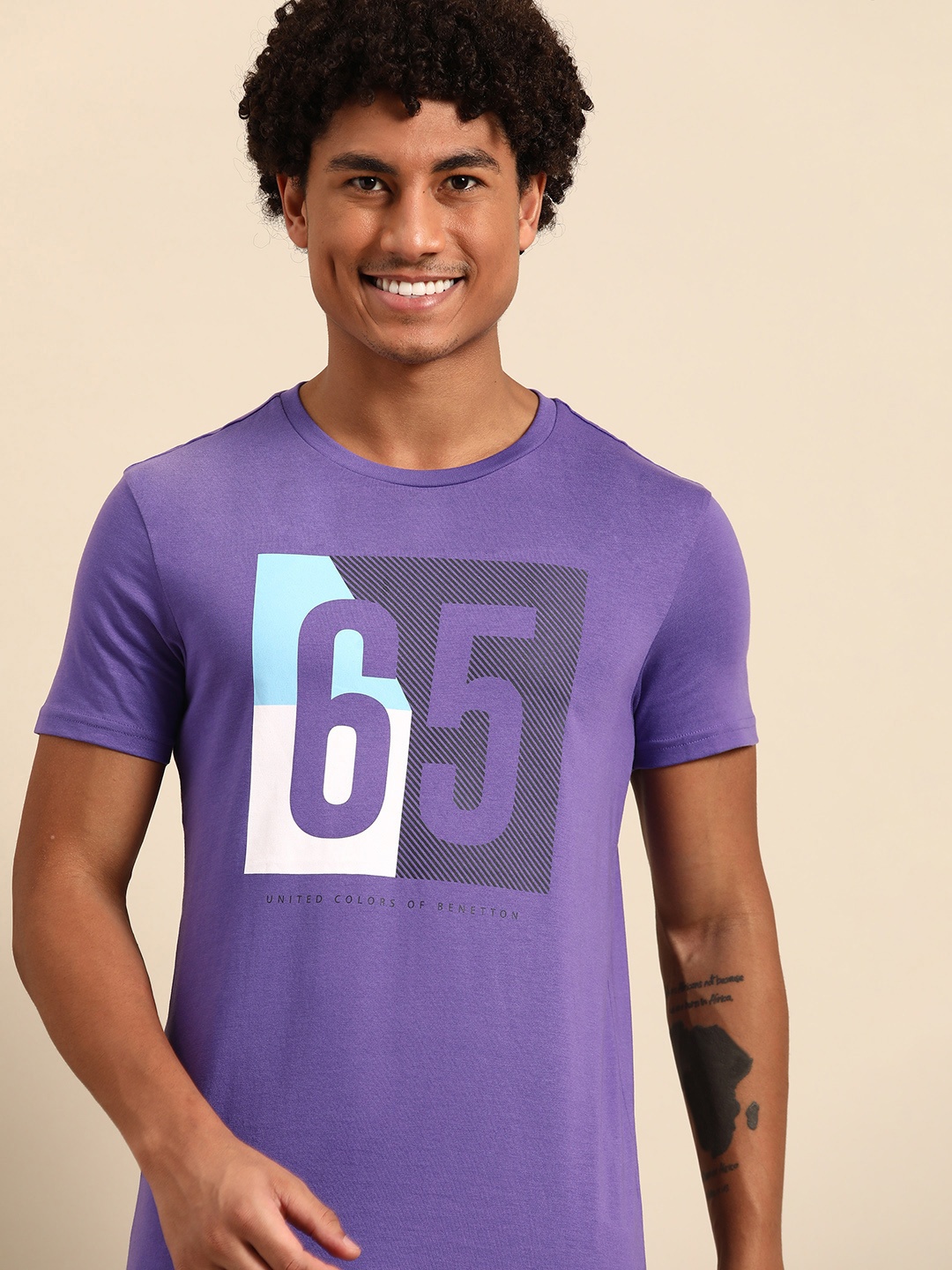 

United Colors of Benetton Varsity Printed T-shirt, Purple