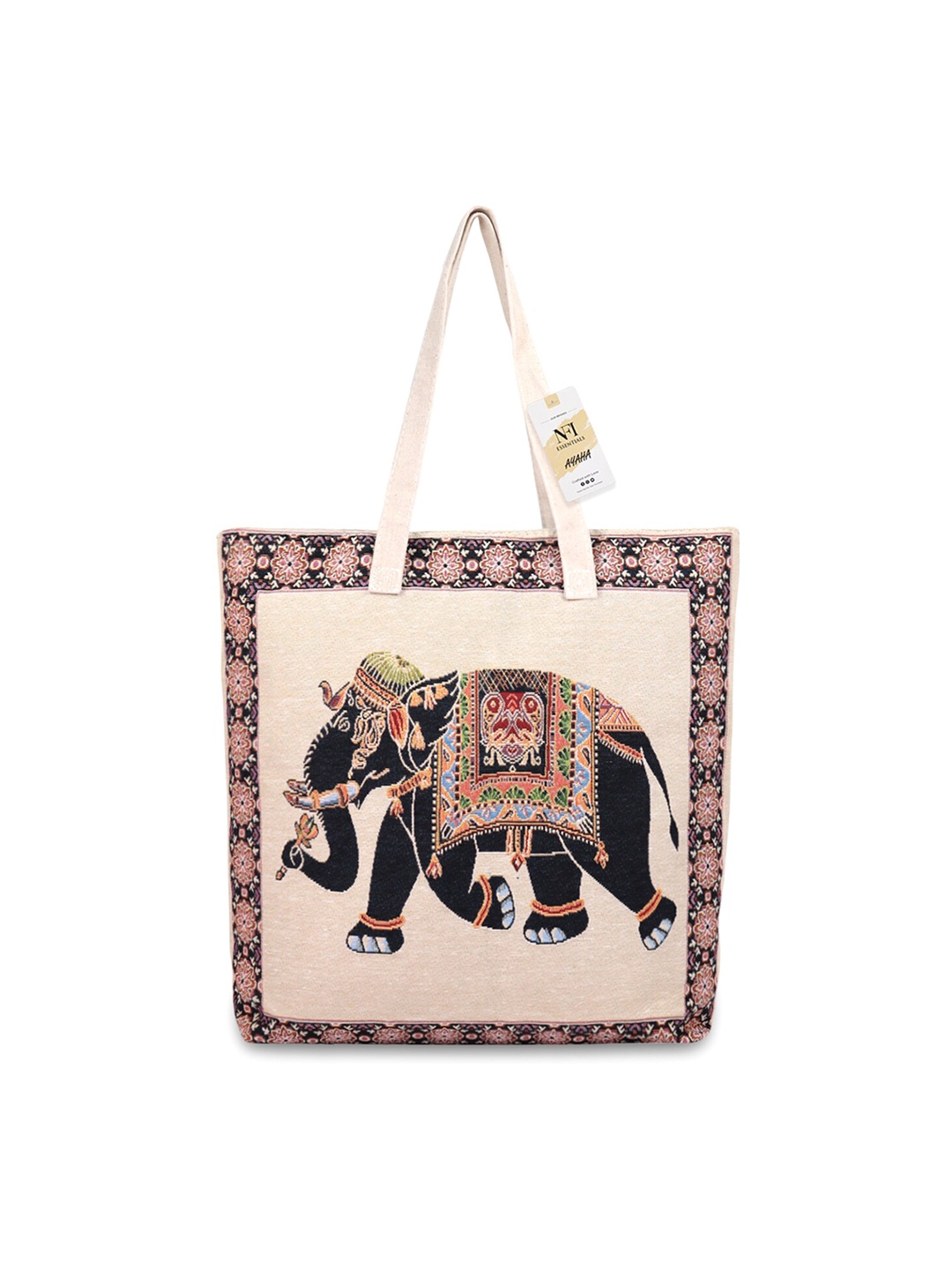 

NFI essentials Graphic Printed Shopper Tote Bag, Cream
