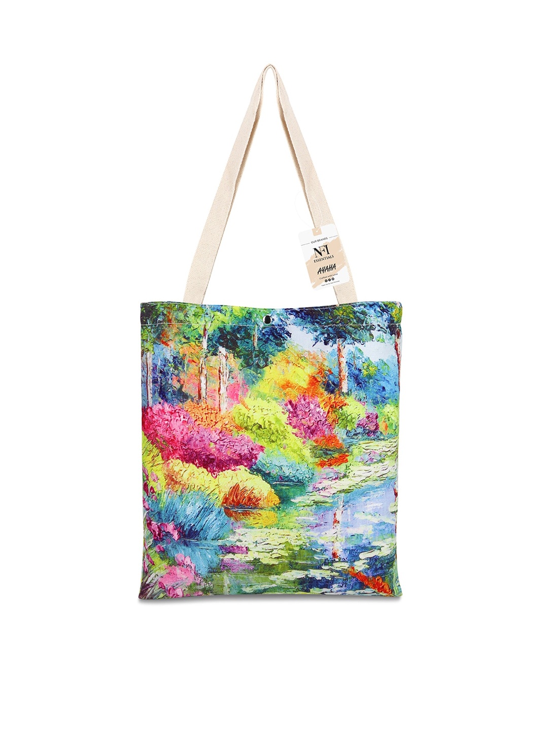 

NFI essentials Graphic Printed Structured Canvas Tote Bag, Green
