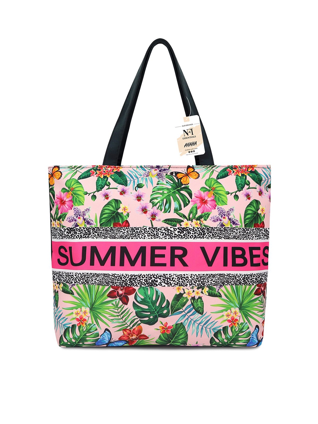 

NFI essentials Floral Printed Shopper Tote Bag, Pink
