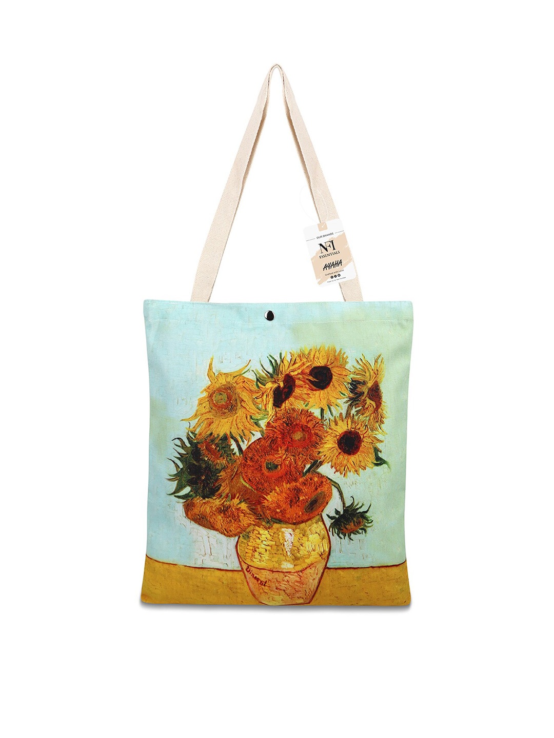 

NFI essentials Floral Printed Shopper Canvas Tote Bag, Blue