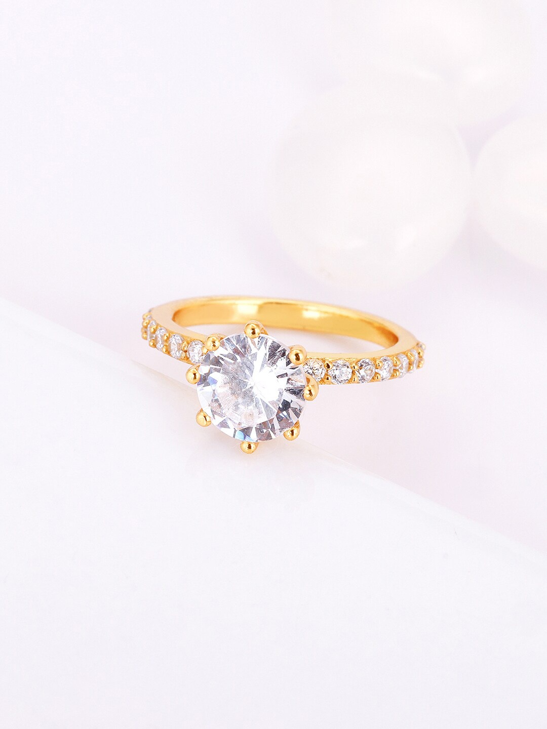 

GIVA Gold-Plated & CZ Studded Finger Ring