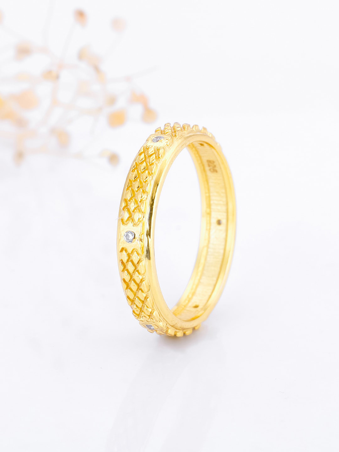 

GIVA 925 Sterling Silver Gold-Plated CZ-Studded adjustable Finger Ring