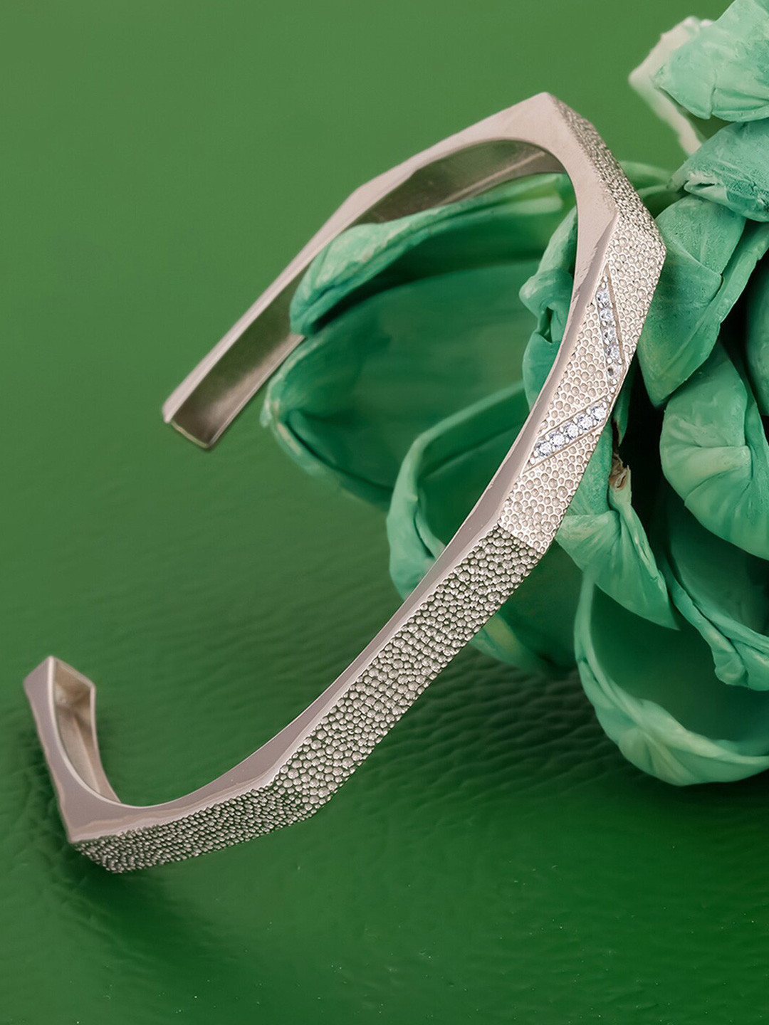 

GIVA Rhodium-Plated CZ Bangle-Style Bracelet, Silver