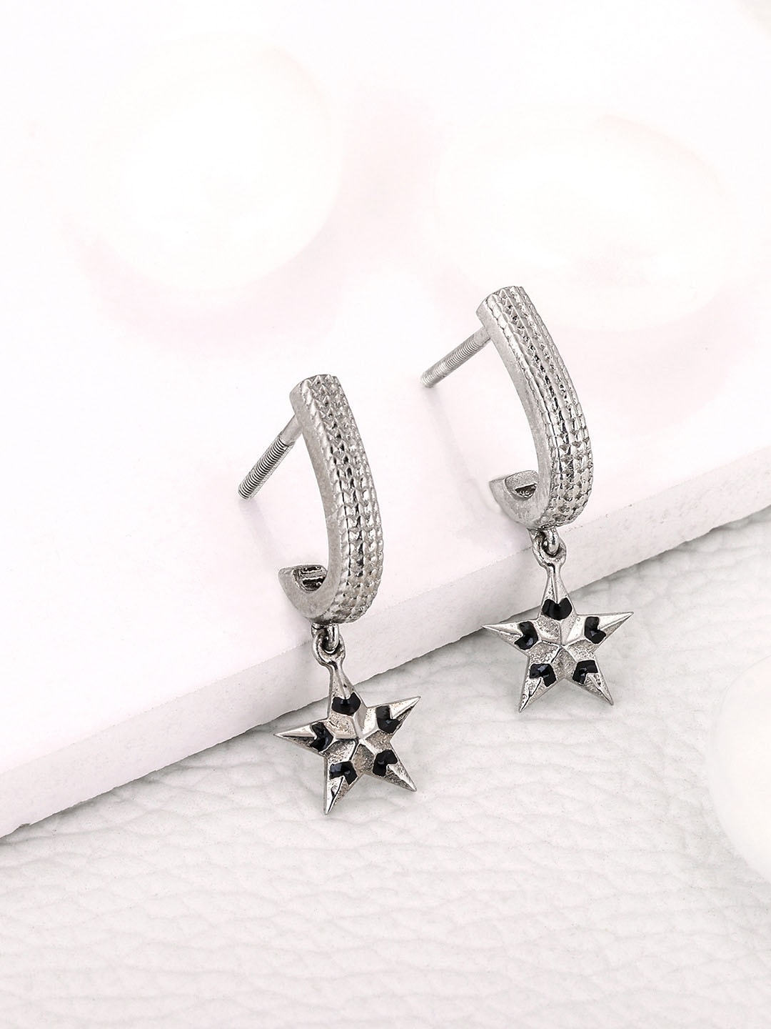 

GIVA Rhodium-Plated Contemporary Drop Earrings, Silver