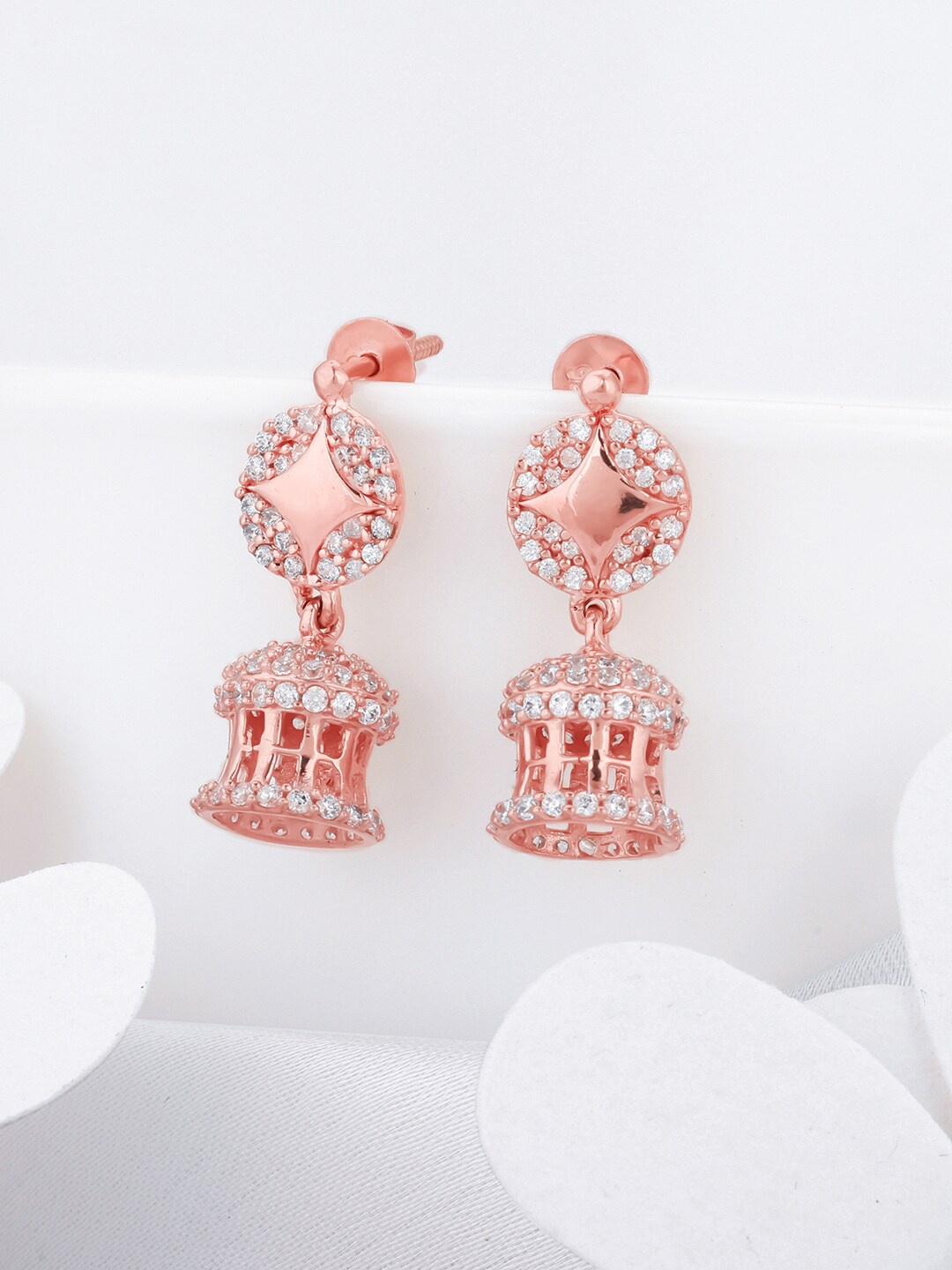 

GIVA Rose Gold-Plated Dome Shaped Jhumkas Earrings