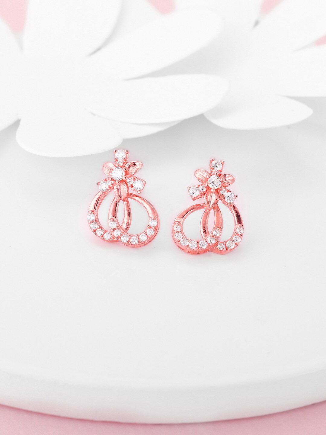 

GIVA Rose Gold-Plated Contemporary Studs Earrings