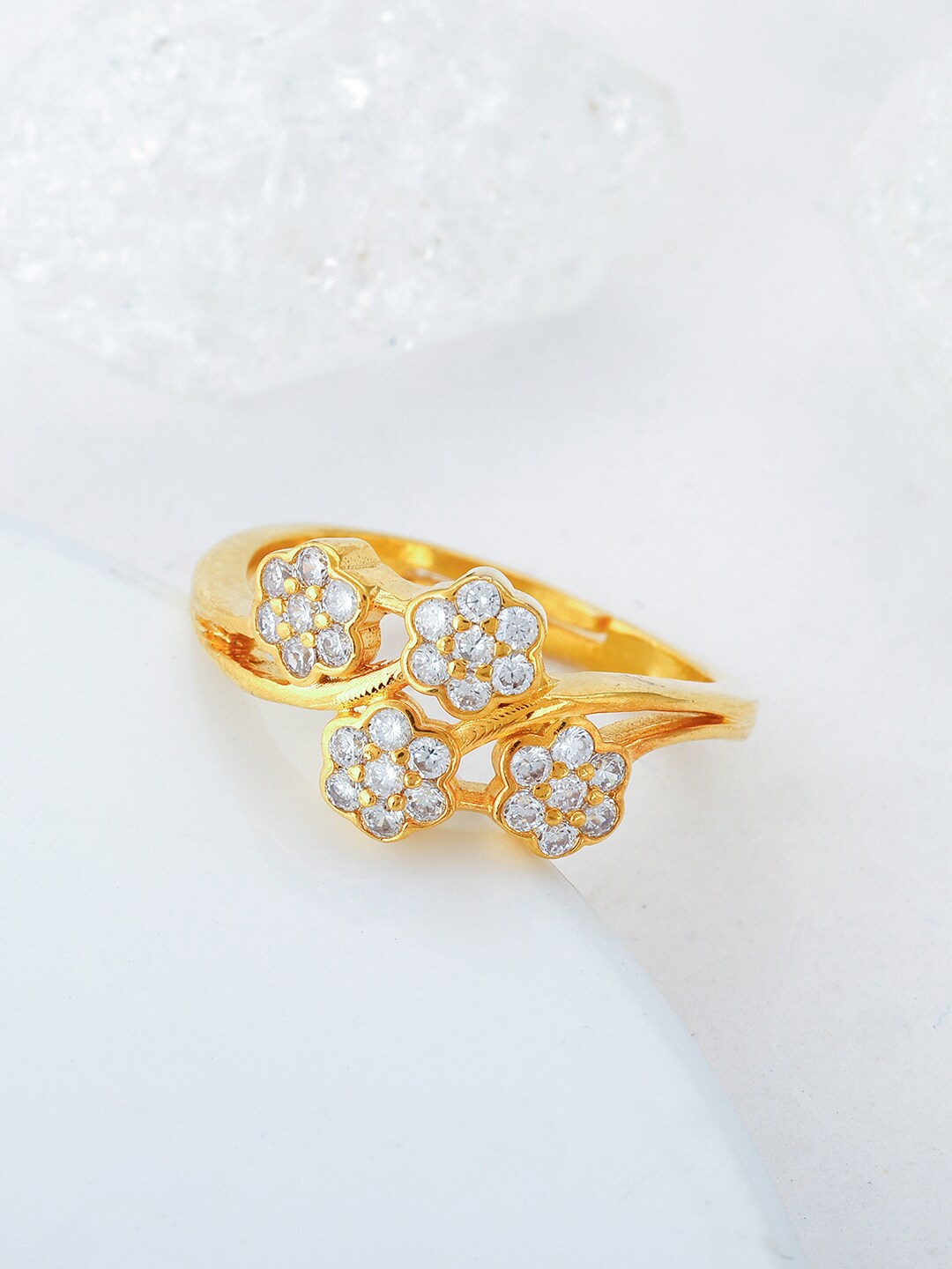 

GIVA Gold-Plated & CZ Studded Finger Ring