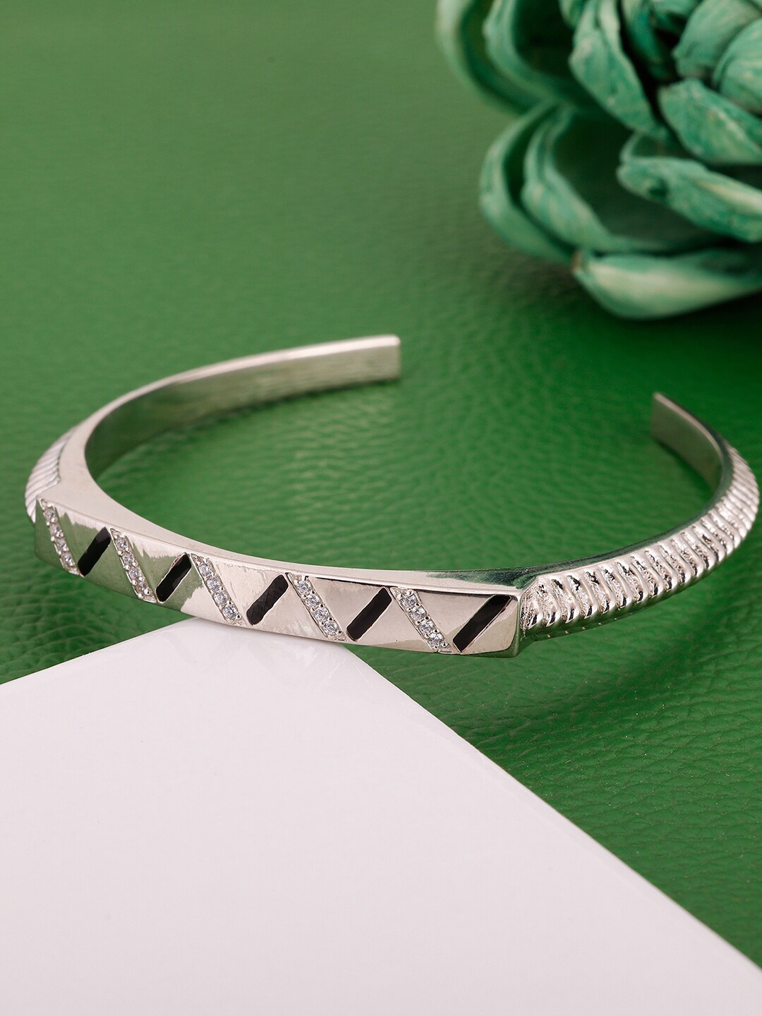 

GIVA Rhodium-Plated CZ Bangle-Style Bracelet, Silver