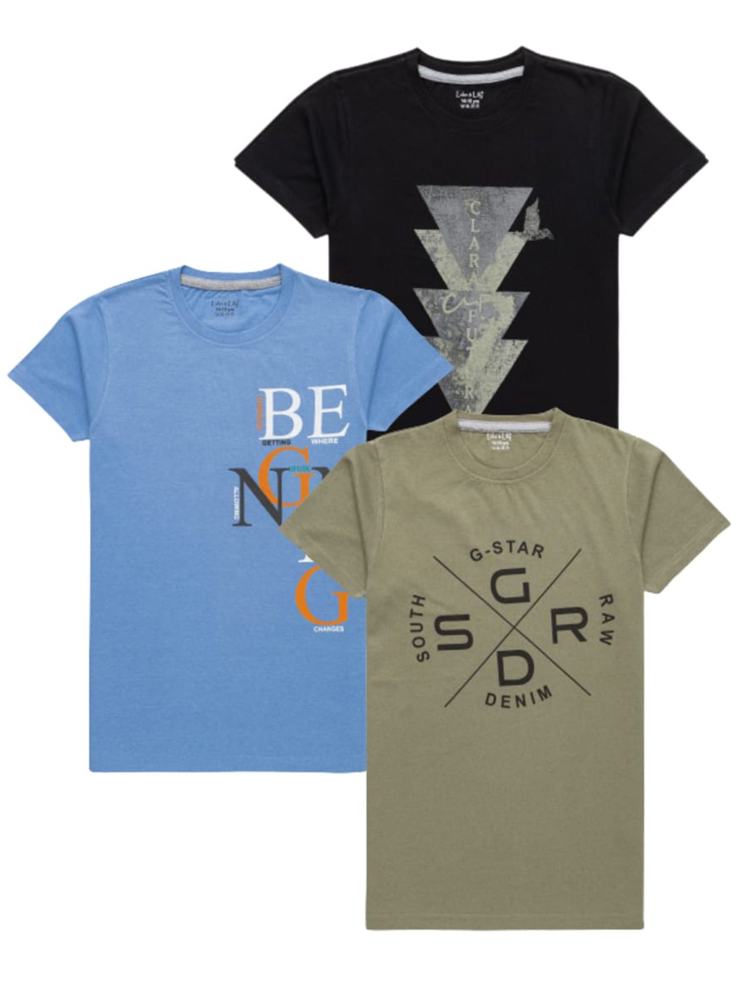 

Luke & Lilly Boys Pack Of 3 Typography Printed Pure Cotton T-shirts, Black