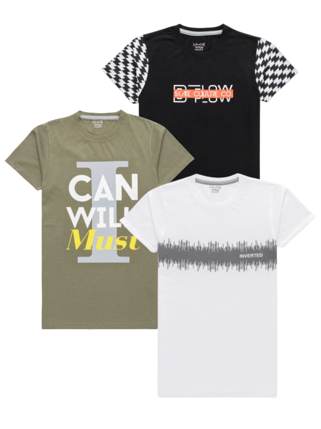 

Luke & Lilly Boys Pack Of 3 Graphic Printed Pure Cotton T-shirts, Black