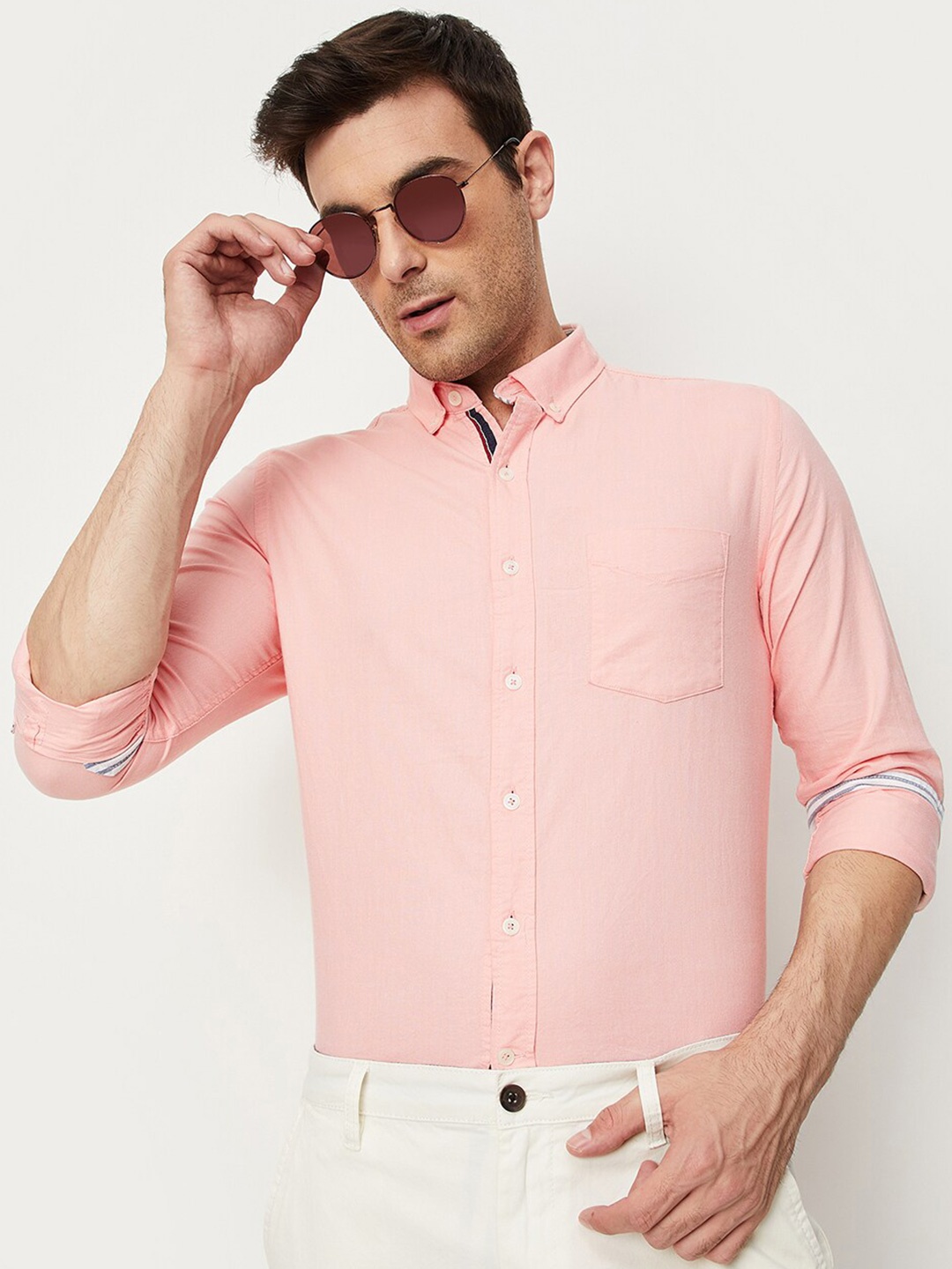 

max Spread Collar Pure Cotton Casual Shirt, Pink