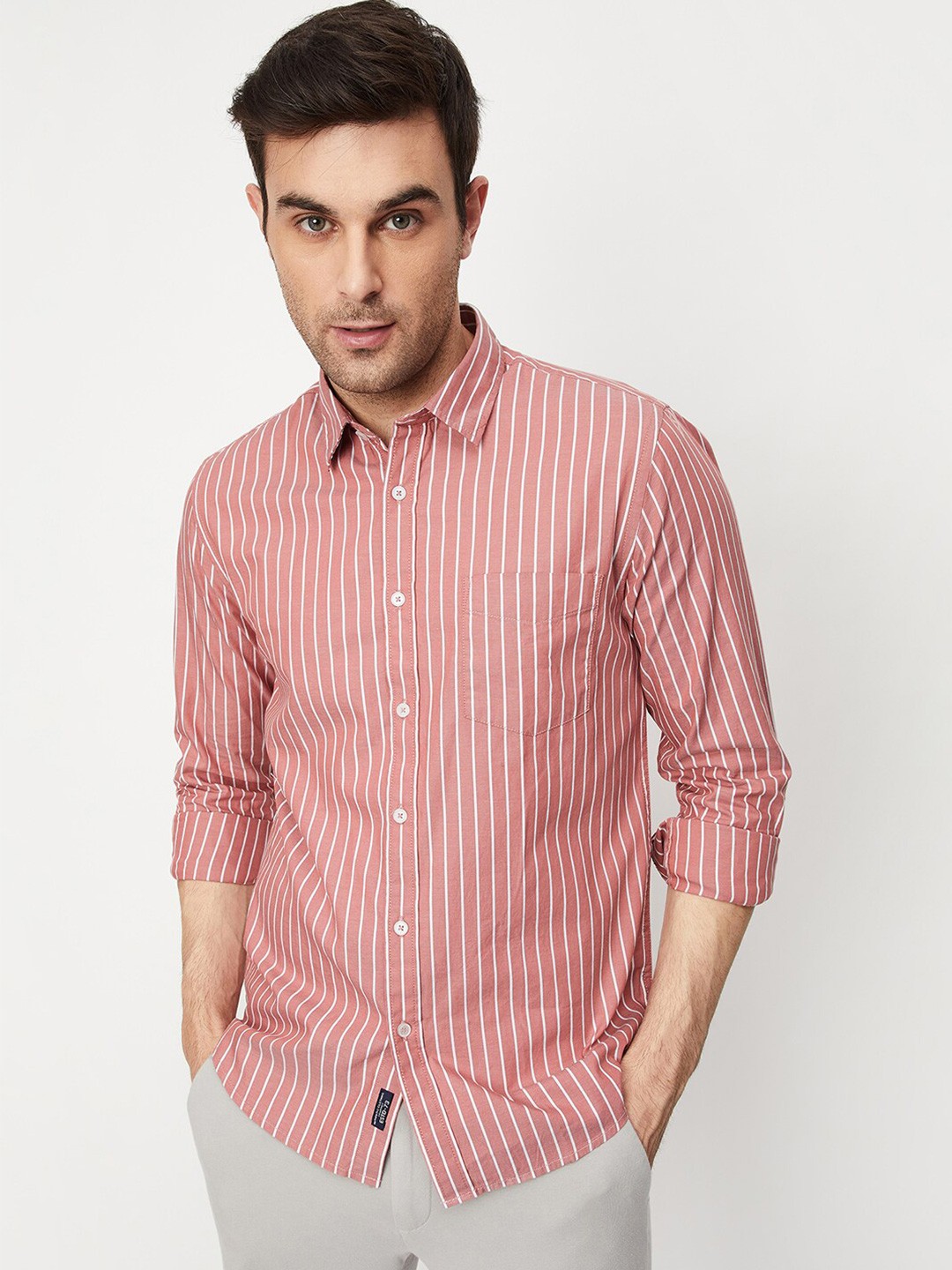 

max Striped Pure Cotton Casual Shirt, Pink