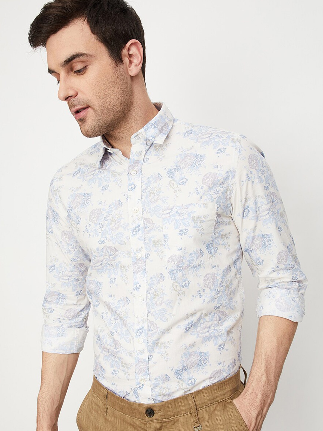

max Floral Printed Pure Cotton Casual Shirt, White