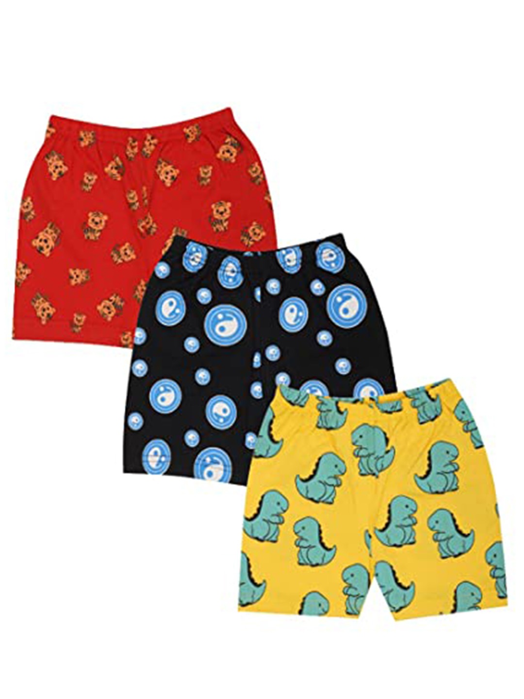 

Luke & Lilly Boys Pack Of 3 Mid-Rise Printed Pure Cotton Shorts, Red