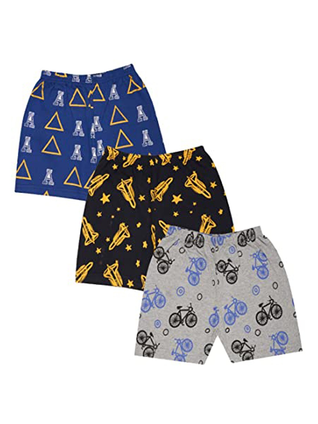 

Luke & Lilly Boys Pack Of 3 Mid-Rise Printed Pure Cotton Shorts, Black