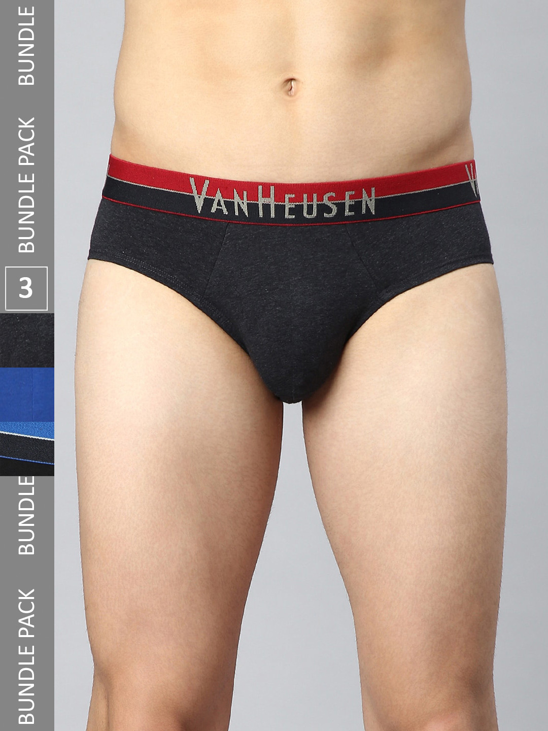

Van Heusen Men Pack Of 3 Anti Bacterial Pure Cotton Basic Briefs, Black