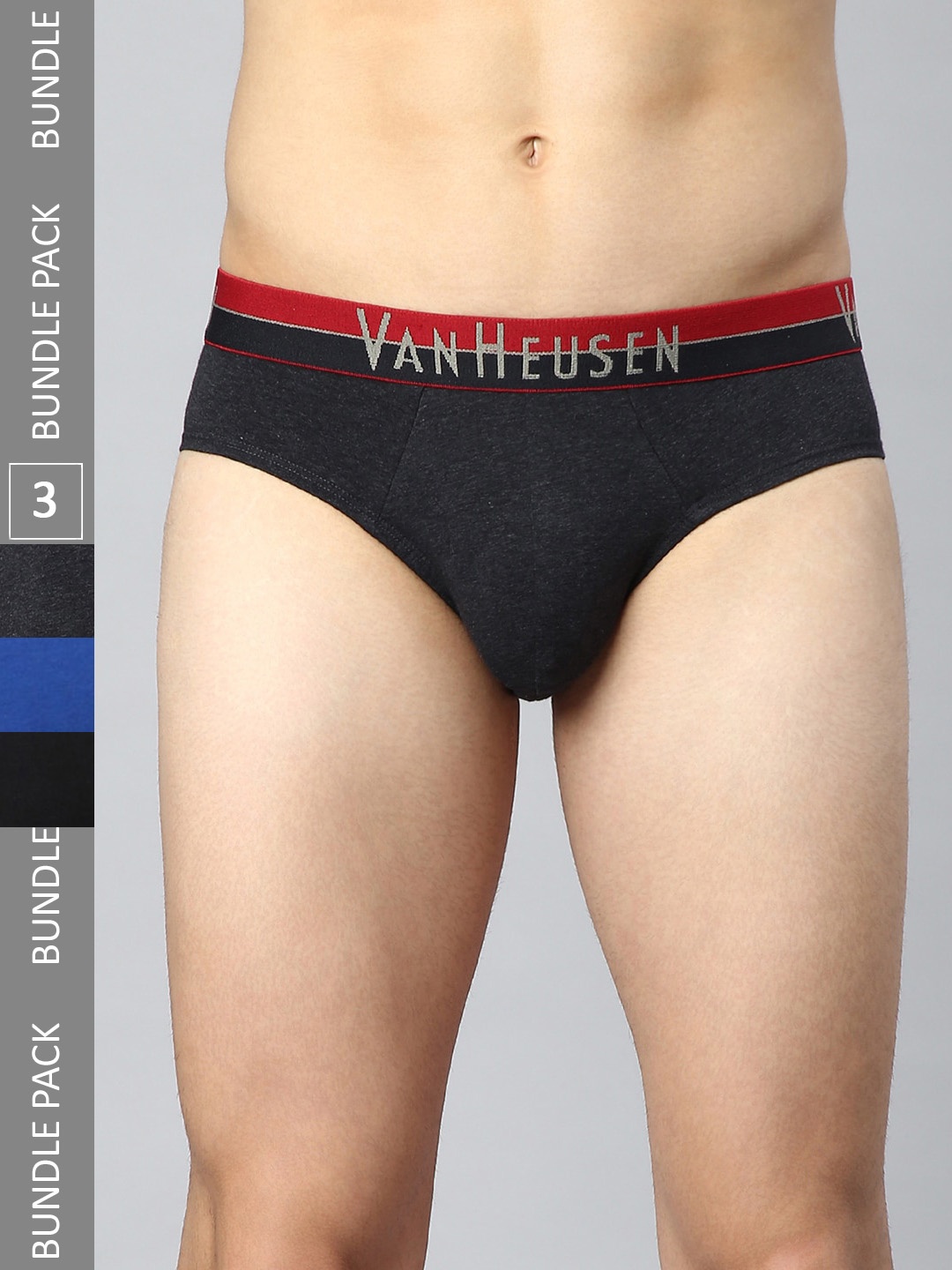 Van Heusen Men Pack Of 3 Anti-Bacterial Basic Briefs IHQBR3CC210005, Black
