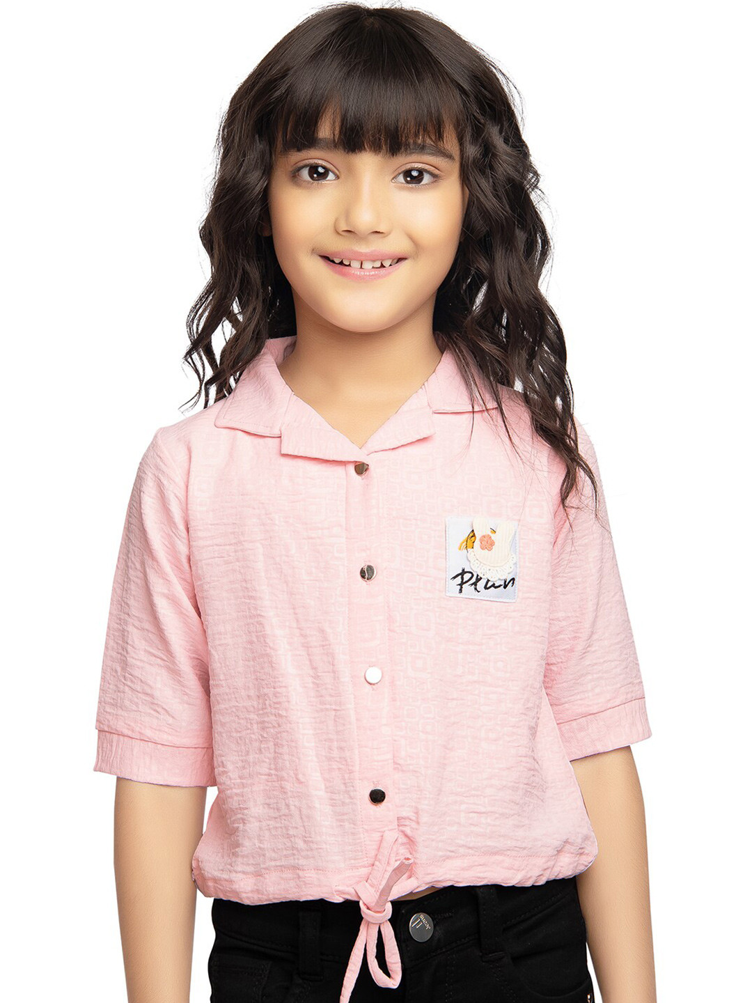 

Tiny Kingdom Girls Lapel Collar Shirt Style Top, Pink