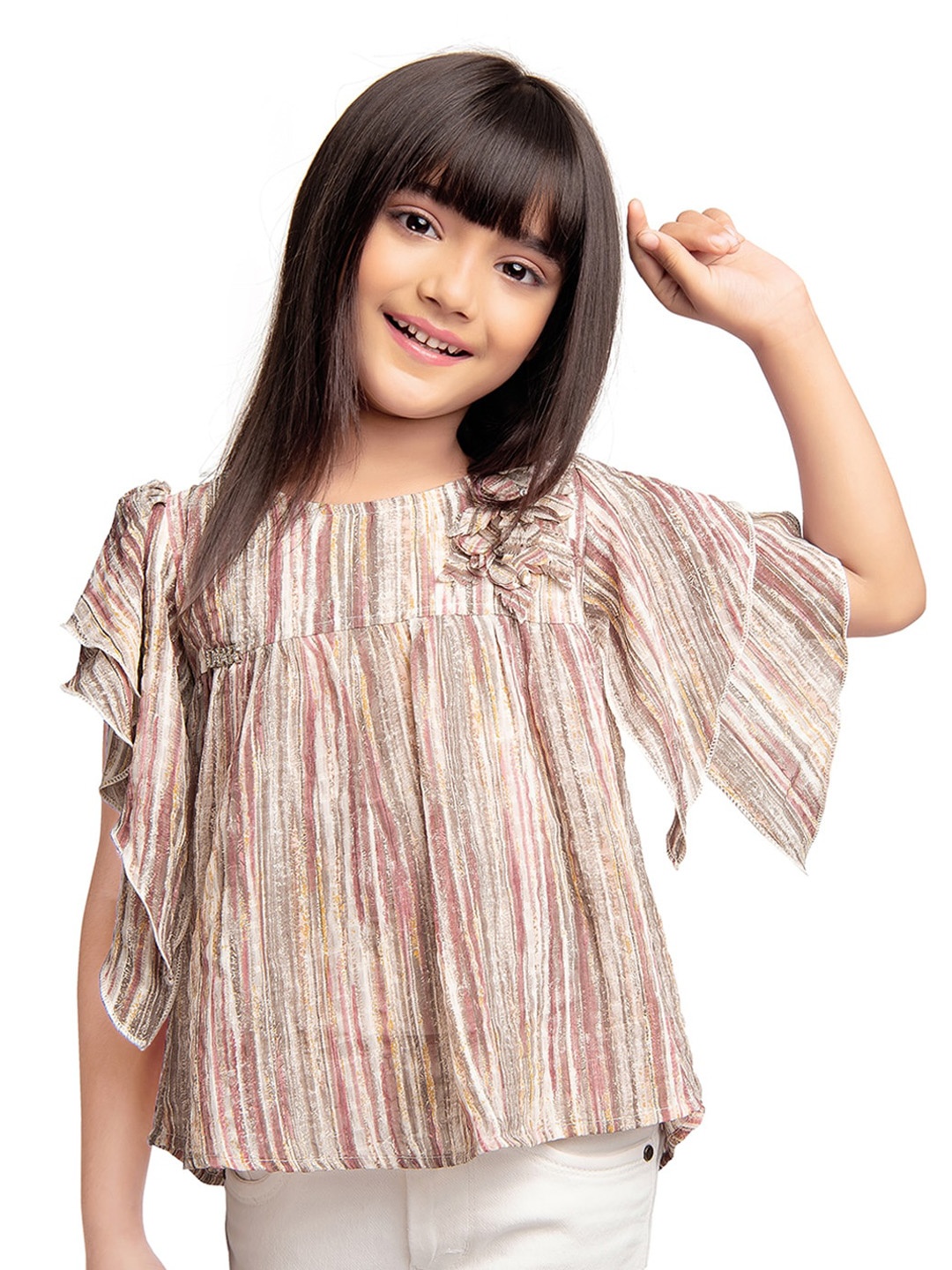 

Tiny Kingdom Girls Abstract Printed Regular Top, Grey