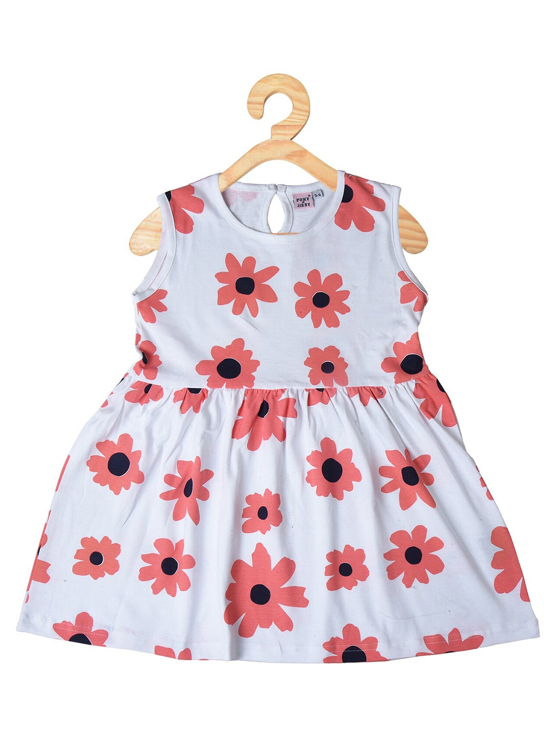 

POMY & JINNY Girls Floral Printed Cotton Fit & Flare Midi Dress, White