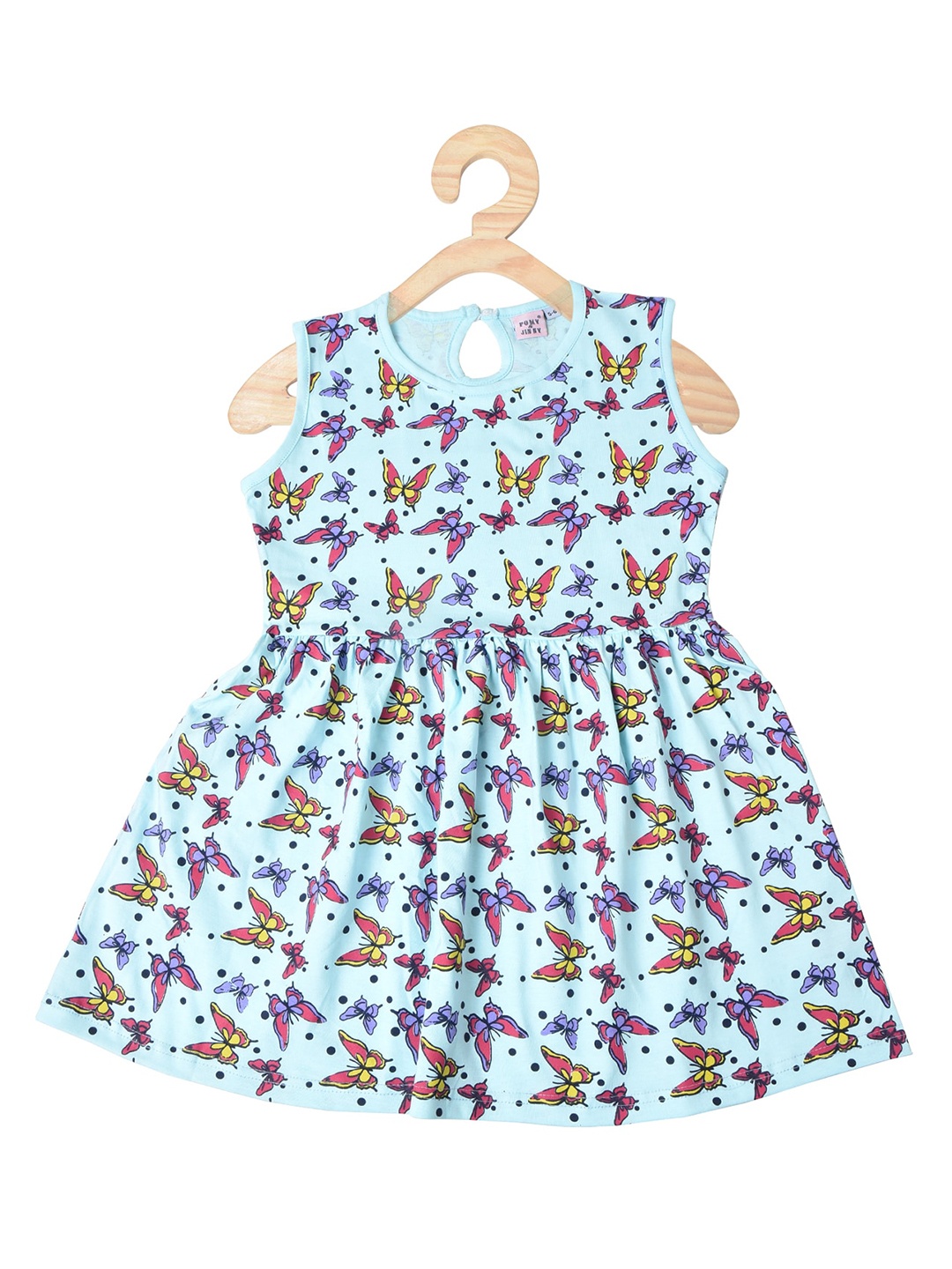 

POMY & JINNY Girls Conversatioanl Printed Cotton Fit & Flare Midi Dress, Turquoise blue