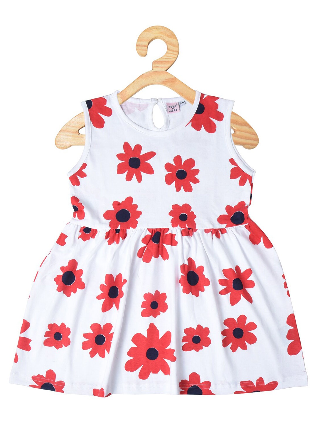 

POMY & JINNY Girls Floral Printed Cotton Fit & Flare Midi Dress, White