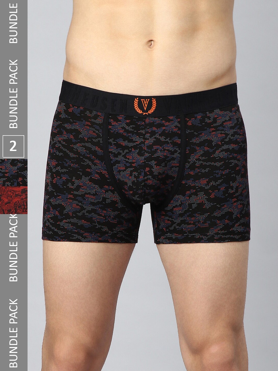 

Van Heusen Men Pack Of 2 Printed Trunks, Black