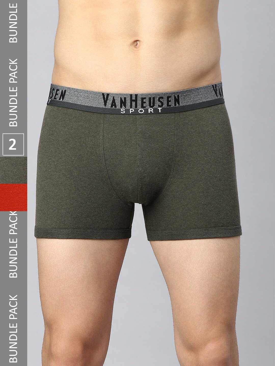 

Van Heusen Men Pack Of 2 Mid-Rise Cotton Trunk, Green