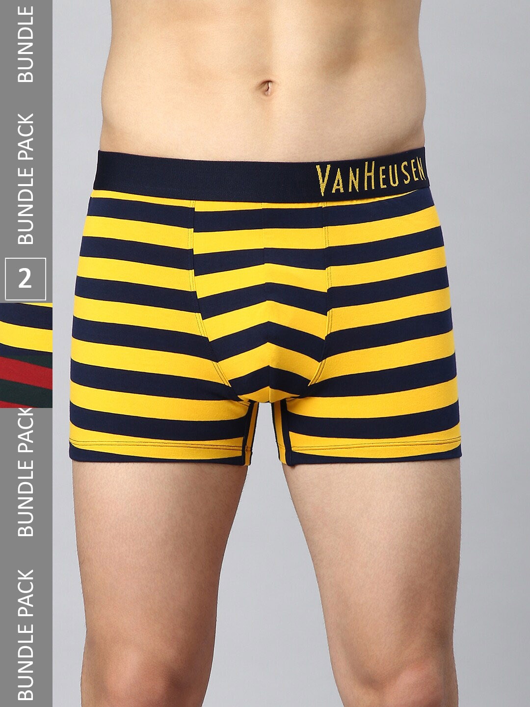 

Van Heusen Men Pack of 2 Striped Low Rise Trunks IHQTR2C210055, Yellow