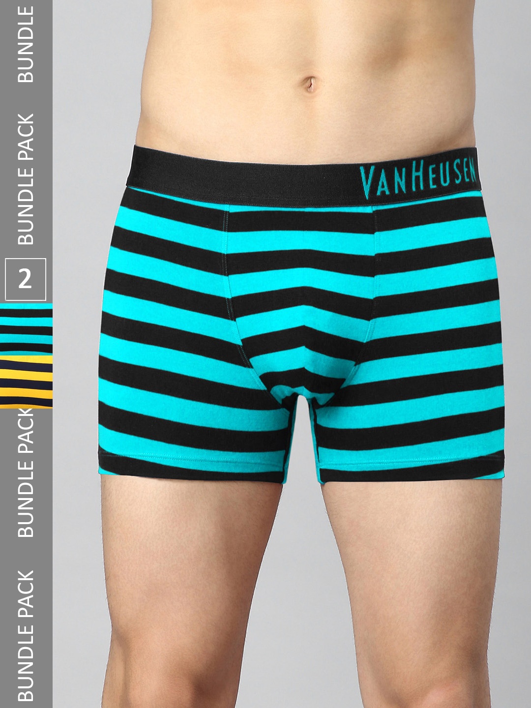 Van Heusen Pack Of 2 Striped Low Rise Trunks IHQTR2C310055, Yellow