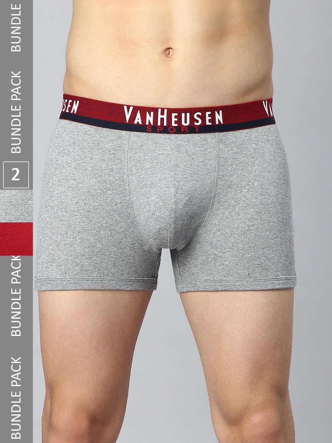 

Van Heusen Men Pack Of 2 Low Rise Combed Cotton Trunks, Grey